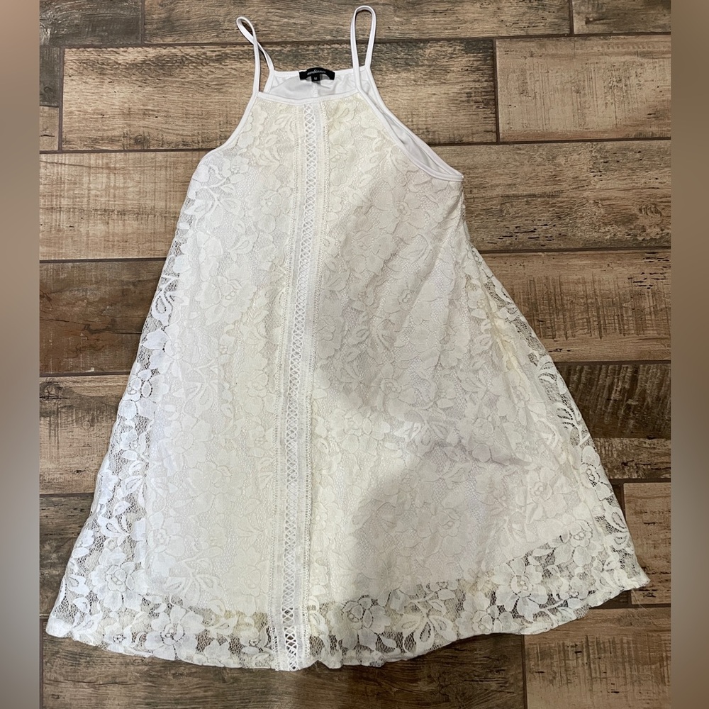 Women's Ambiance Large White Lace Stretch Summer Pencil Dress